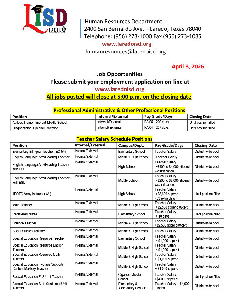 Job Opportunities Page 1