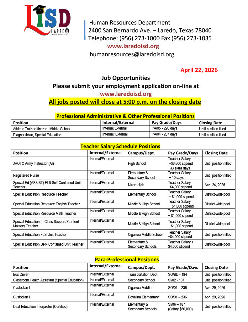 Job Opportunities Page 1