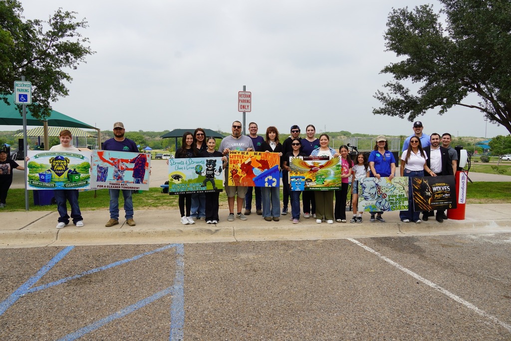City of Laredo Solid Waste Garbage Truck Art Project Winners group photo