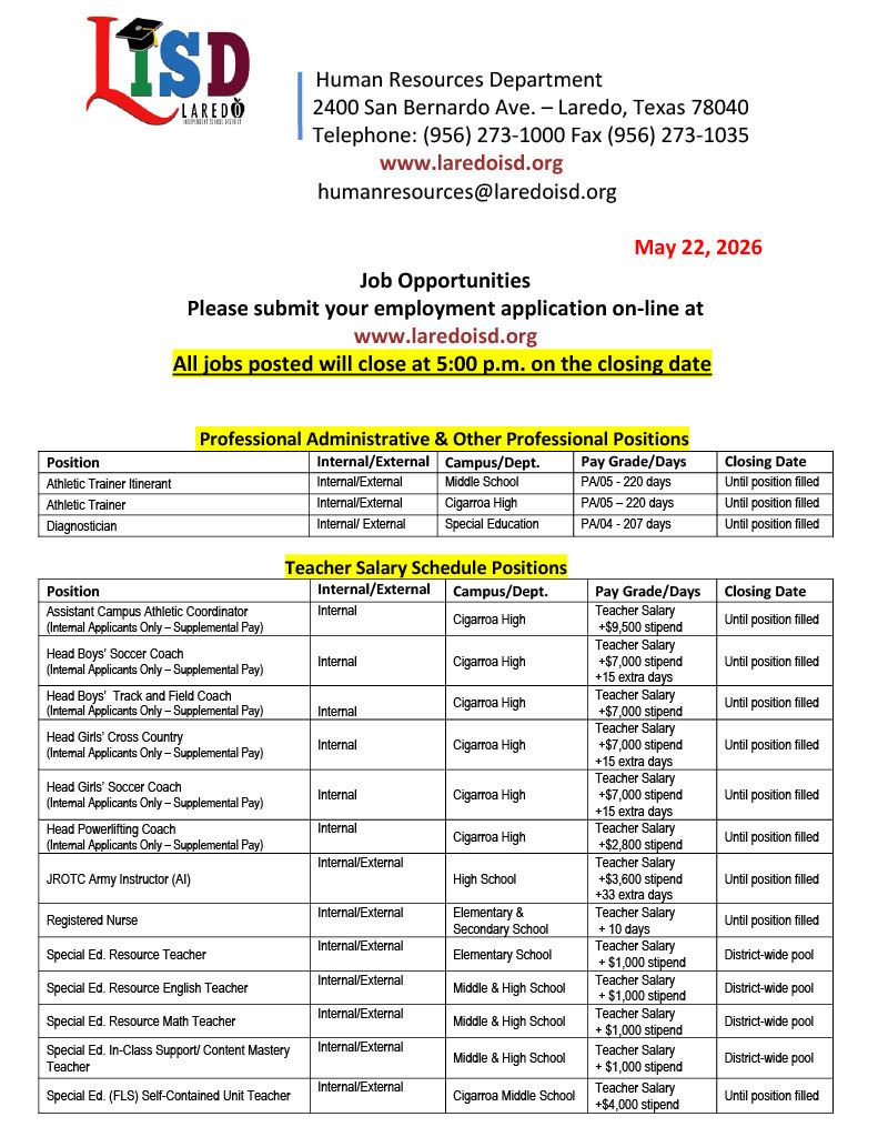 Job Opportunities Page 1