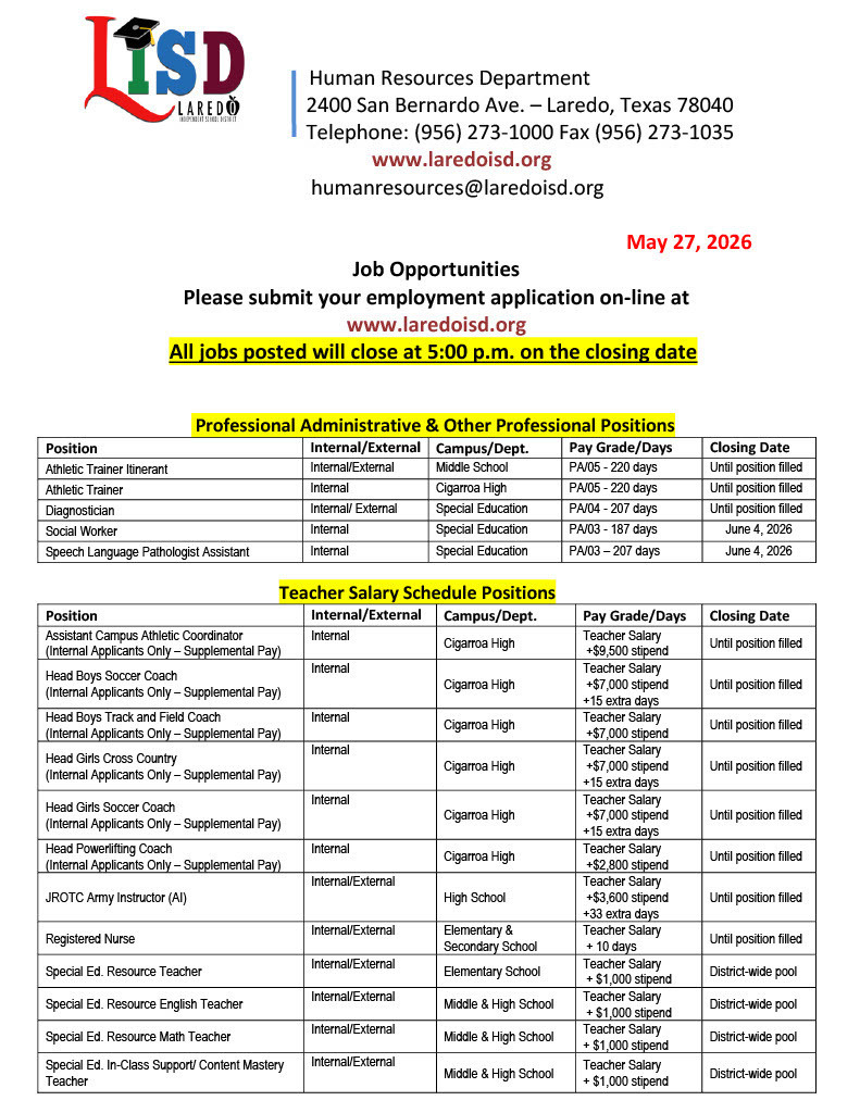 Job Opportunities Page 1