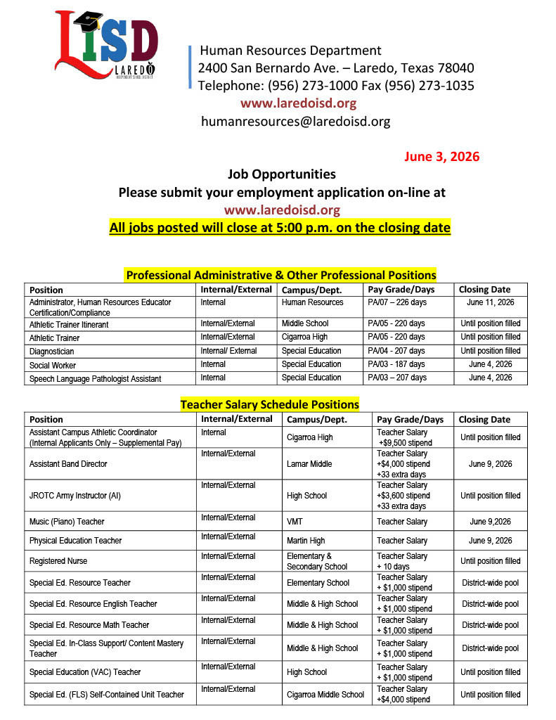 Job Opportunities Page 1