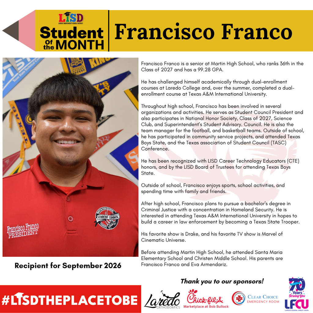 MHS Student of the Month September