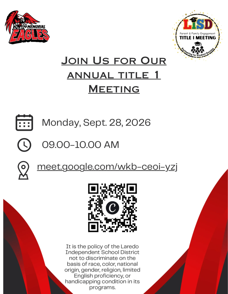 Title 1 Parent Meeting Today Sept 28 @ 9 am