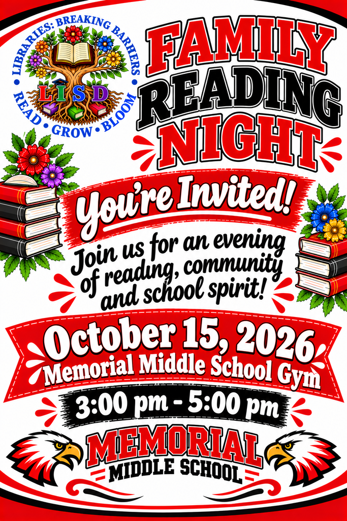 Reminder of Family Reading Night Today starting at 3:00 PM