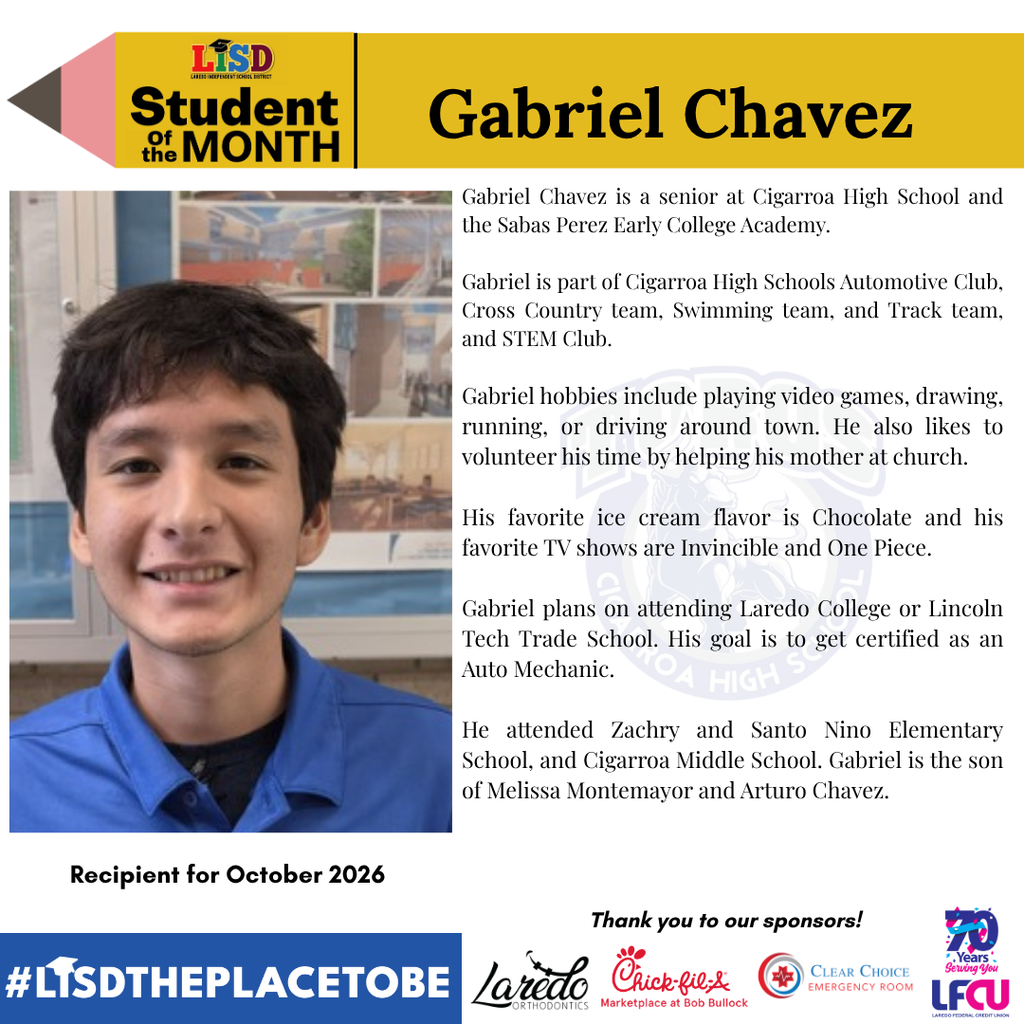 Cigarroa October Student of the Month 