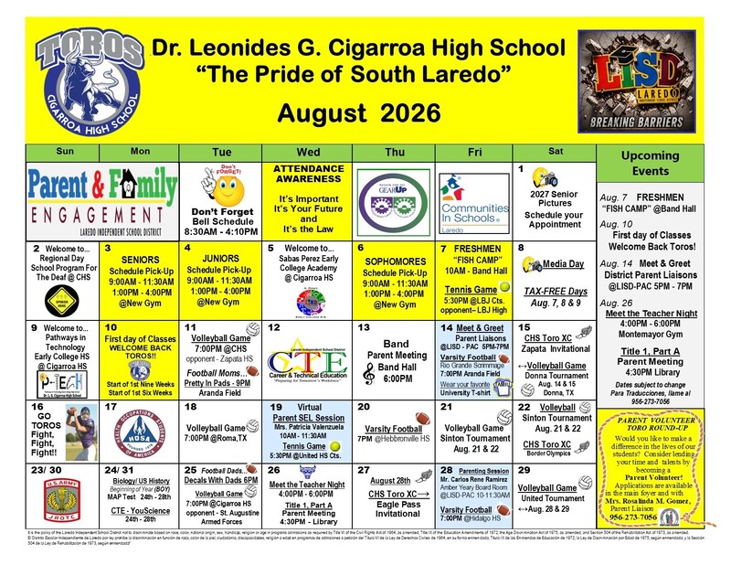 August Calendar of Events