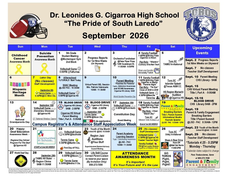 September Campus Calendar