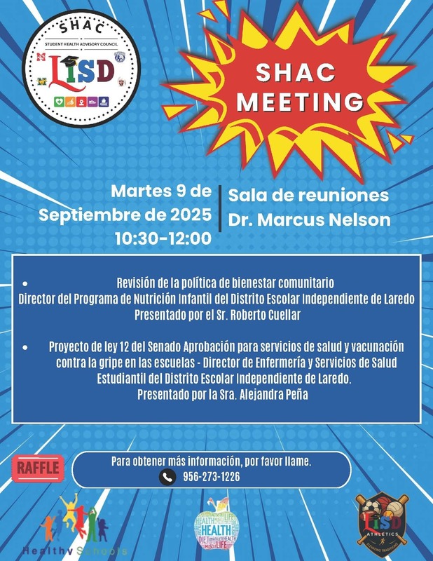 SHAC Meeting - Sept. 9, 2025, 10:30 am @ Dr. M. Nelson Conference Room 