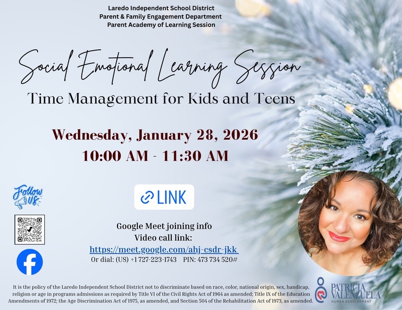 Social Emotional Learning Session - Time Management for Kids and Teens - Jan 28, 2026 - @ 10 am (virtual session)