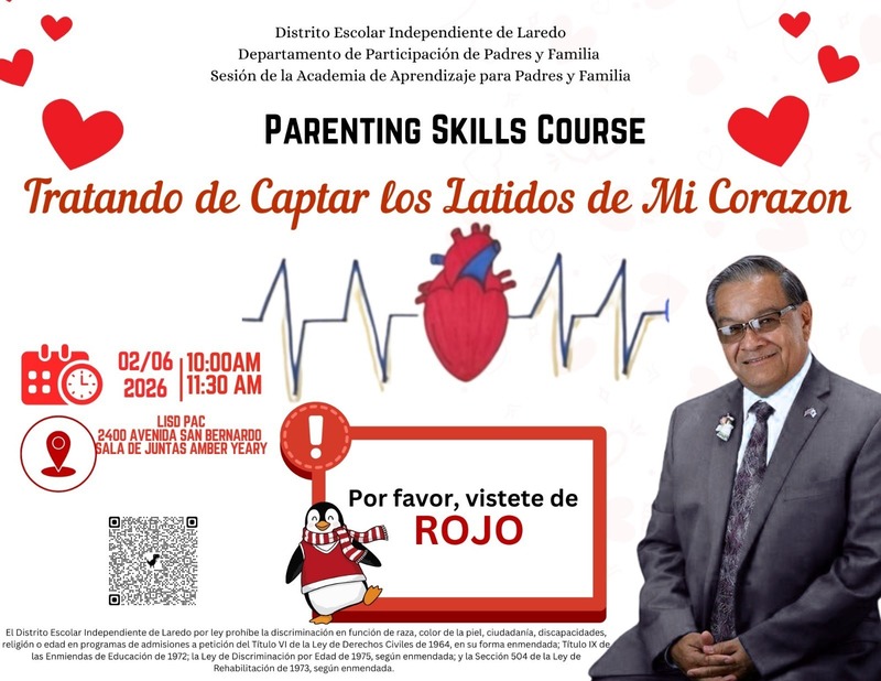 Parenting Skills Course, Feb. 6, 2026  at 10 am @ LISD PAC - 2400 San Bernardo Ave