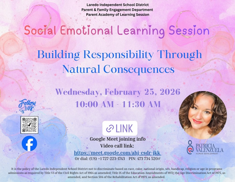 Social Emotional Learning Session (online)- Building Responsibility Through Natural Consequences- Wednesday, Feb. 25, 2026 @ 10am