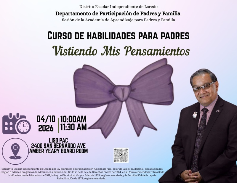 Parenting Skills Course - April 10, 2026 - 10 am @ LISD PAC - Amber Yeary Board Room