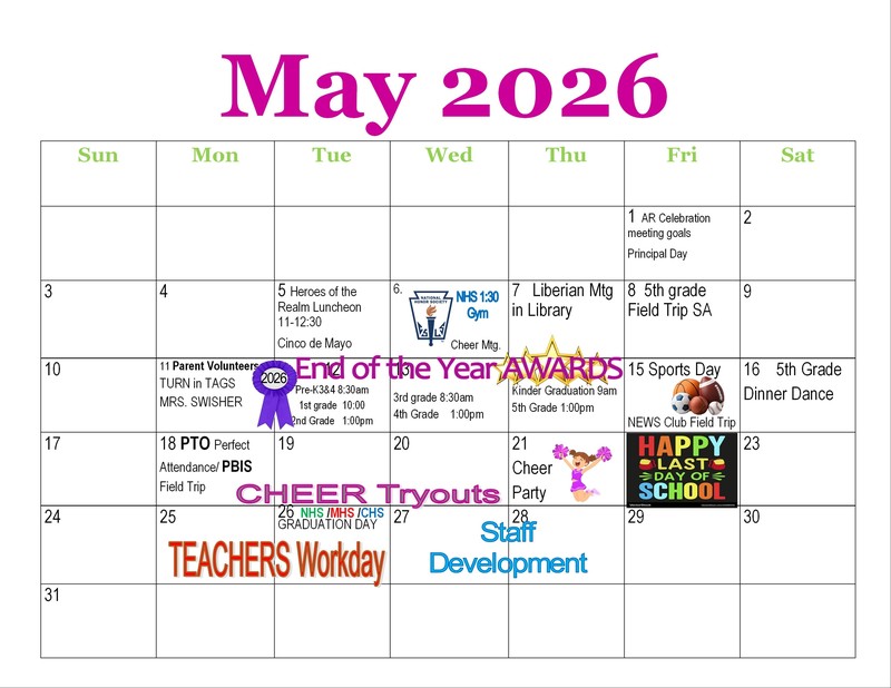 May Calendar of Events