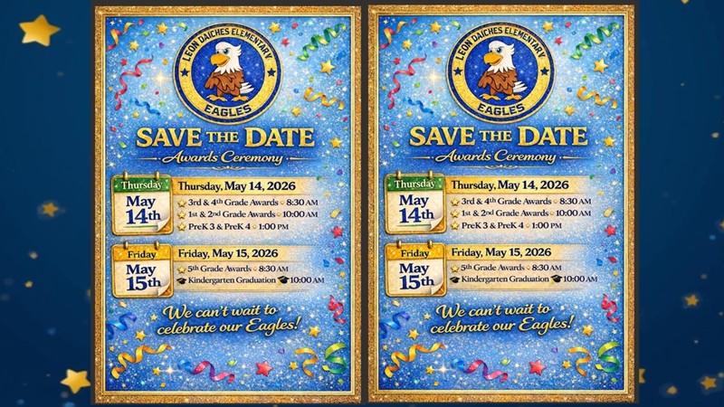 Daiches Elementary - Awards Ceremony - May 14 and May 15, 2026 - please read flyer for more information