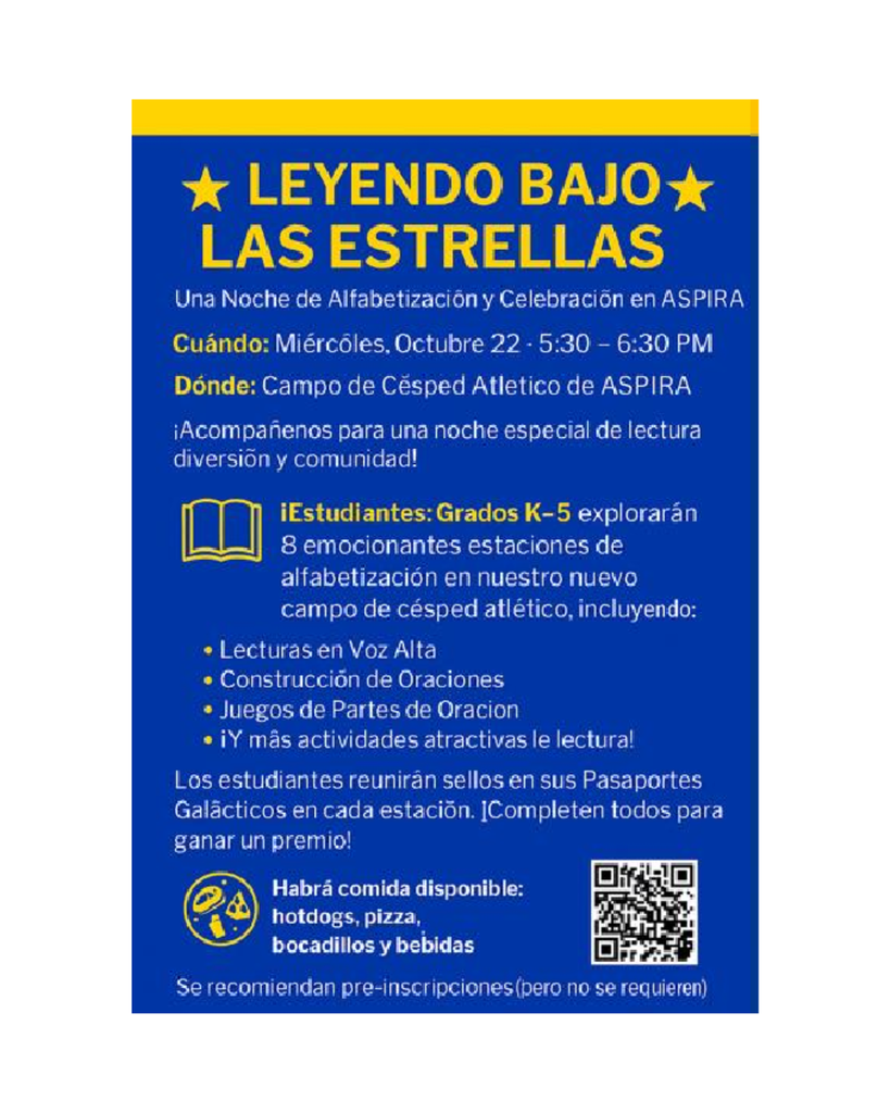 Reading Under the Stars-Spanish Flyer