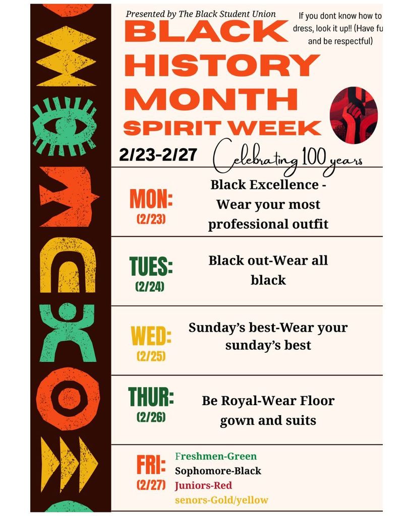 High School Black History Spirit Week Themes
