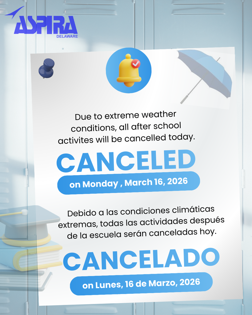 Flyer - after school activities are cancelled Monday March 16th, 2026 due to extreme weather conditions