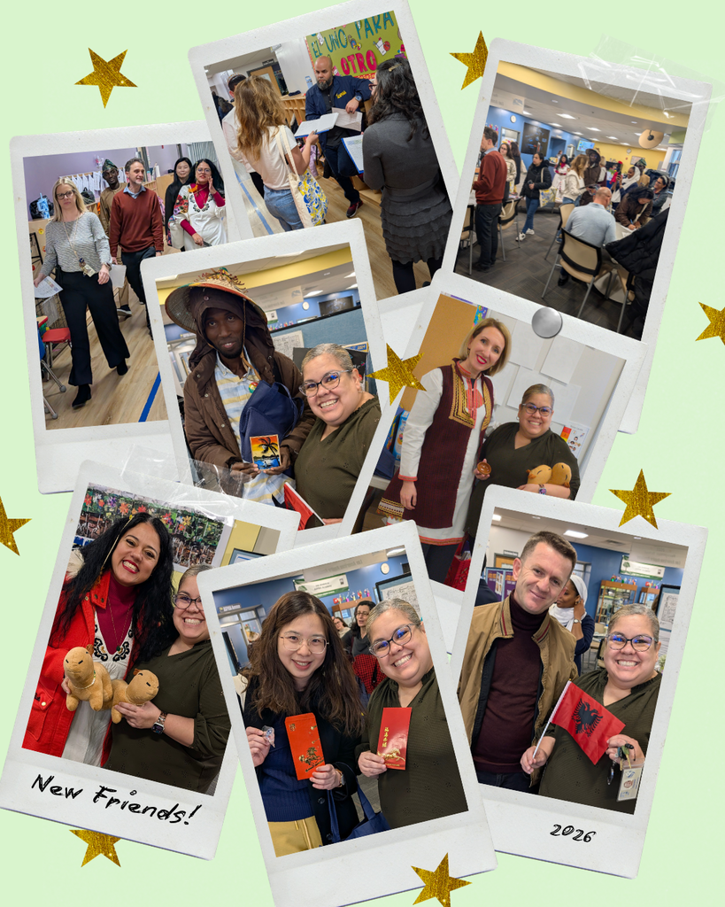 collage of pictures of international students gifting the school artefacts from their respective countries, like a plush capybara, chocolate, magnet and flag