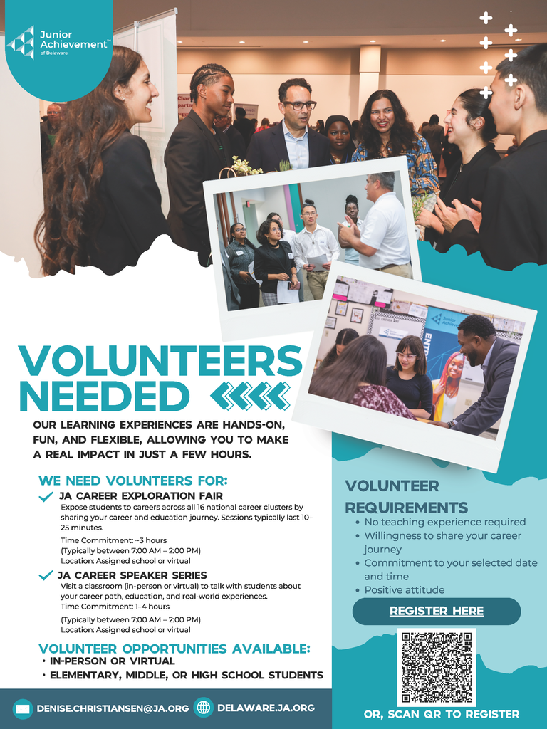 JA biz town request for volunteers flyer