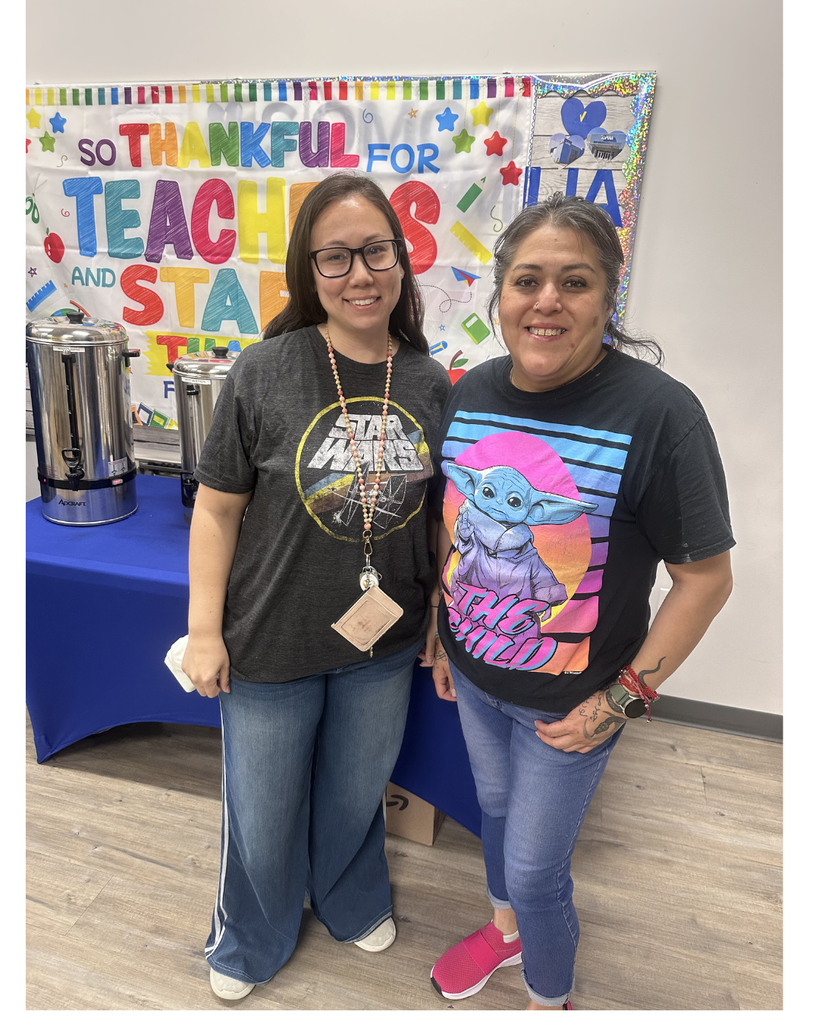 Mrs. Hill and Ms. Domiguez in Star Wars T Shirts