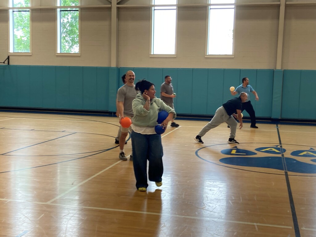 teachers playing dodge ball