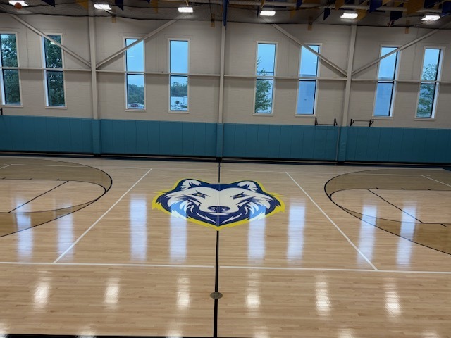 east camous new gym floor lobo