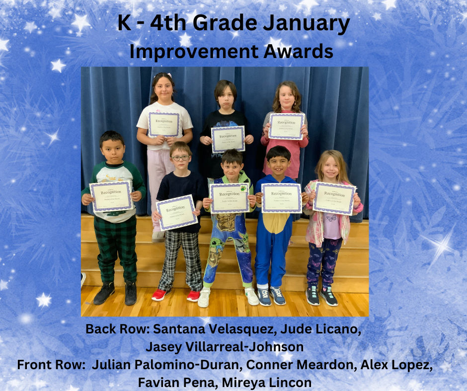 k-4 students of the month