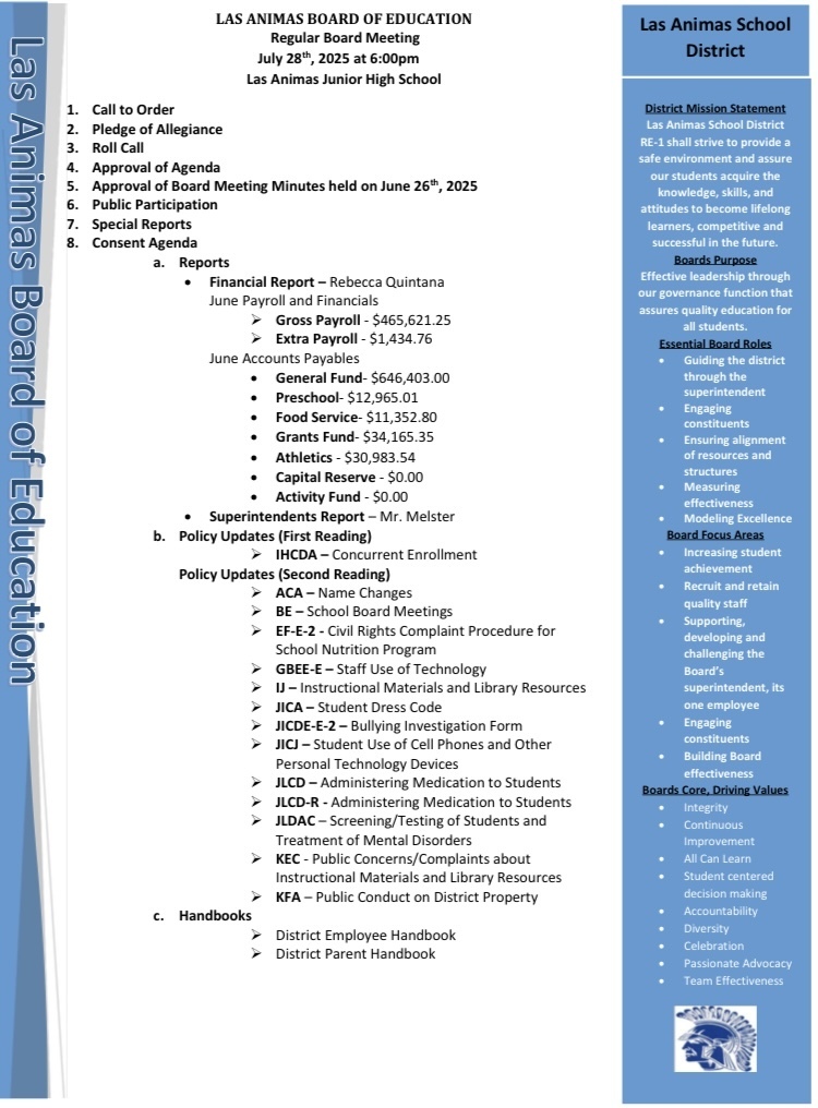 School board agenda