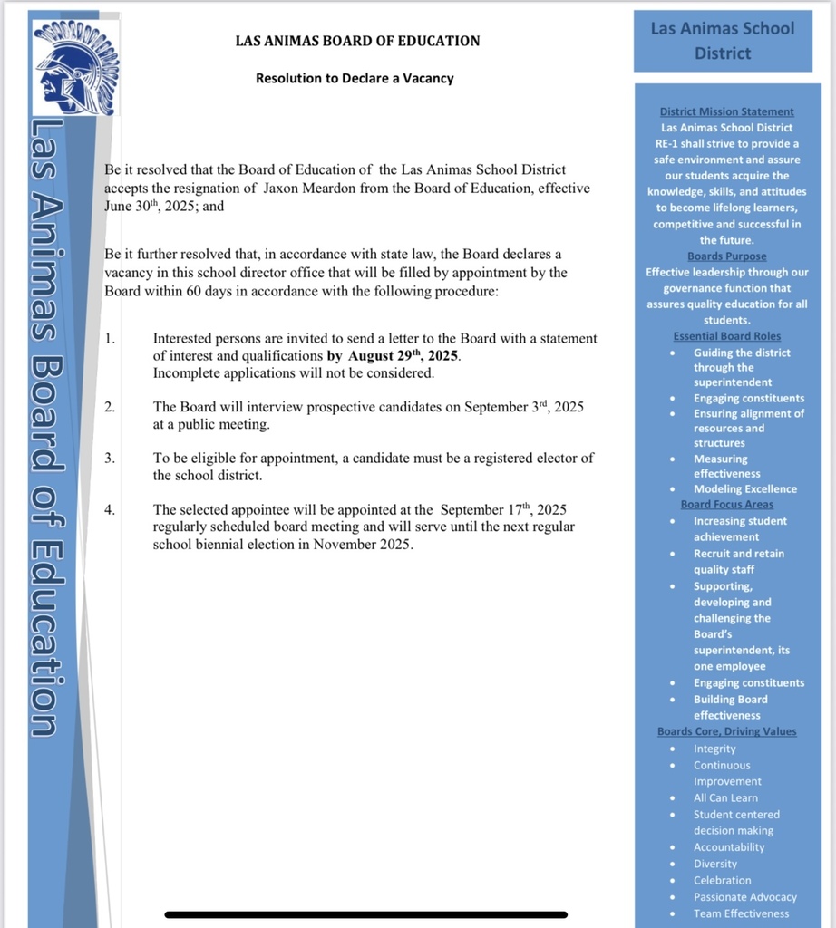 Board of education vacancy