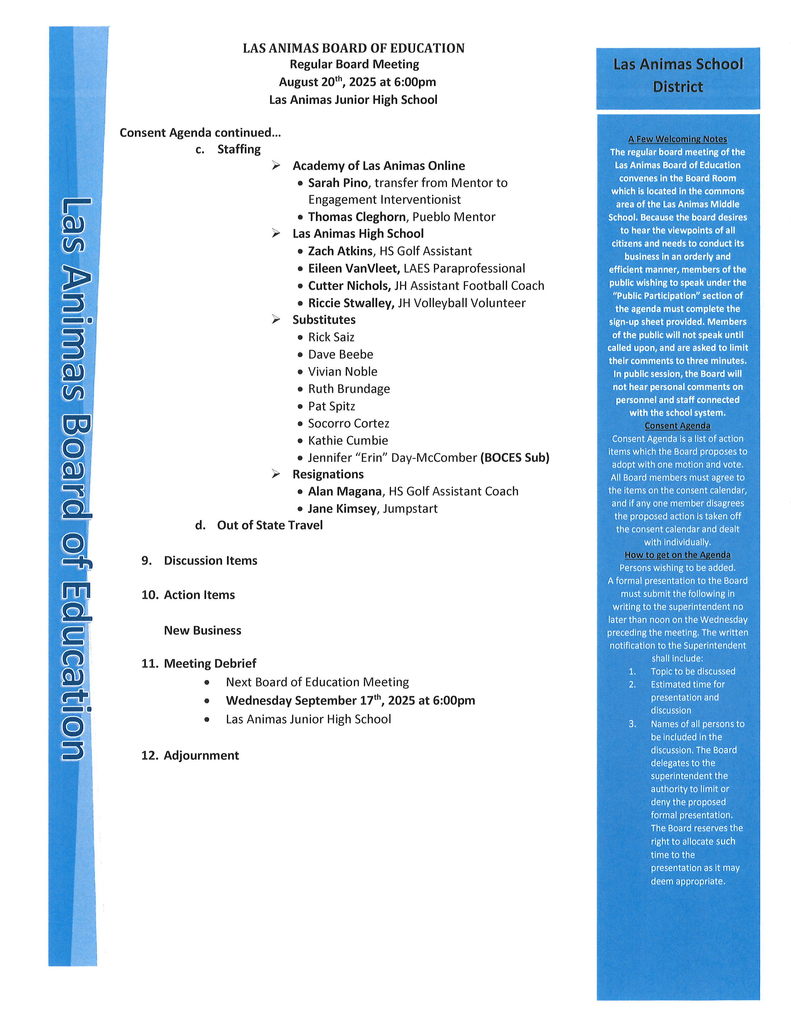 board agenda