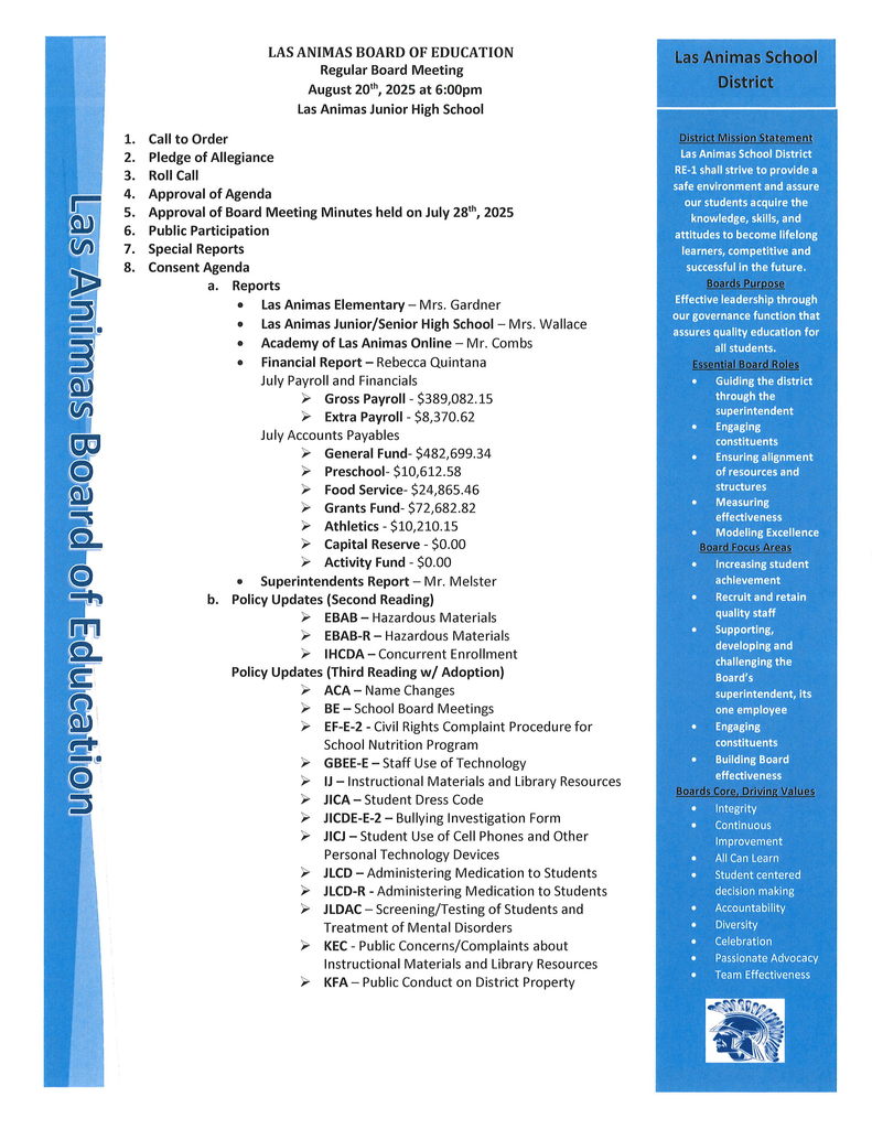 board agenda