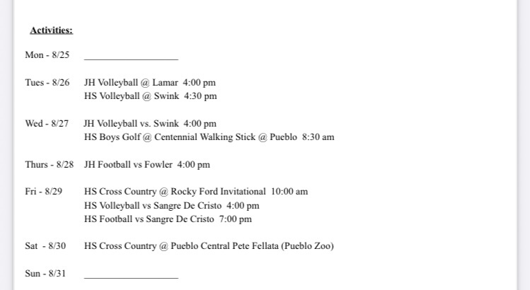 Announcements for JH/hs
