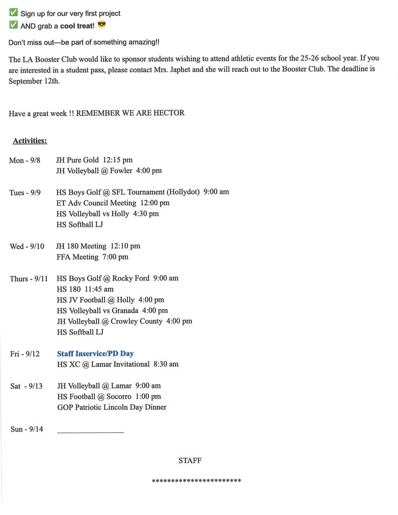 JH/HS announcements 