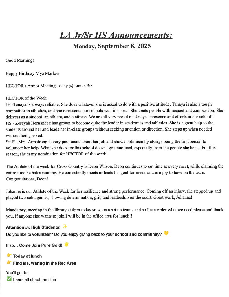 JH/HS announcements 