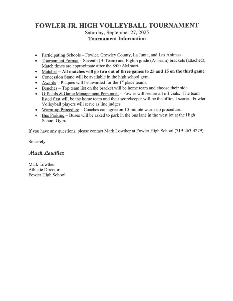 JH VB tourney info