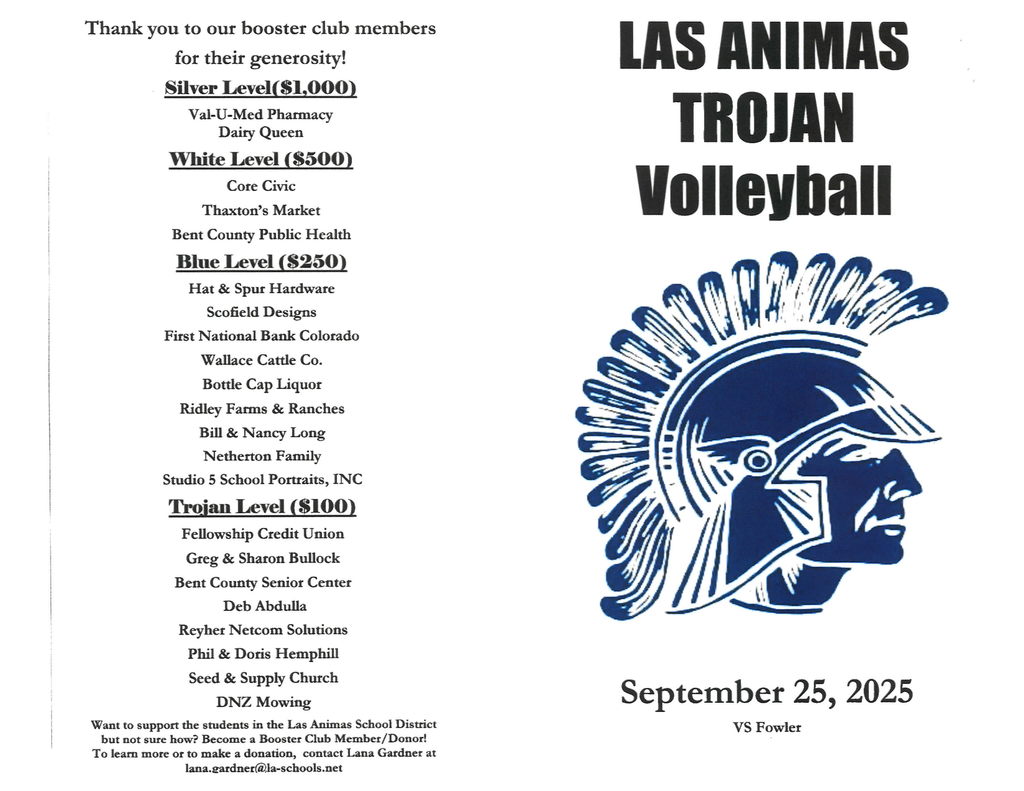 HS VB program for 9/25