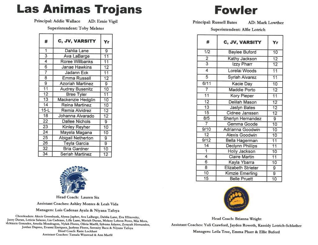 HS VB program for 9/25