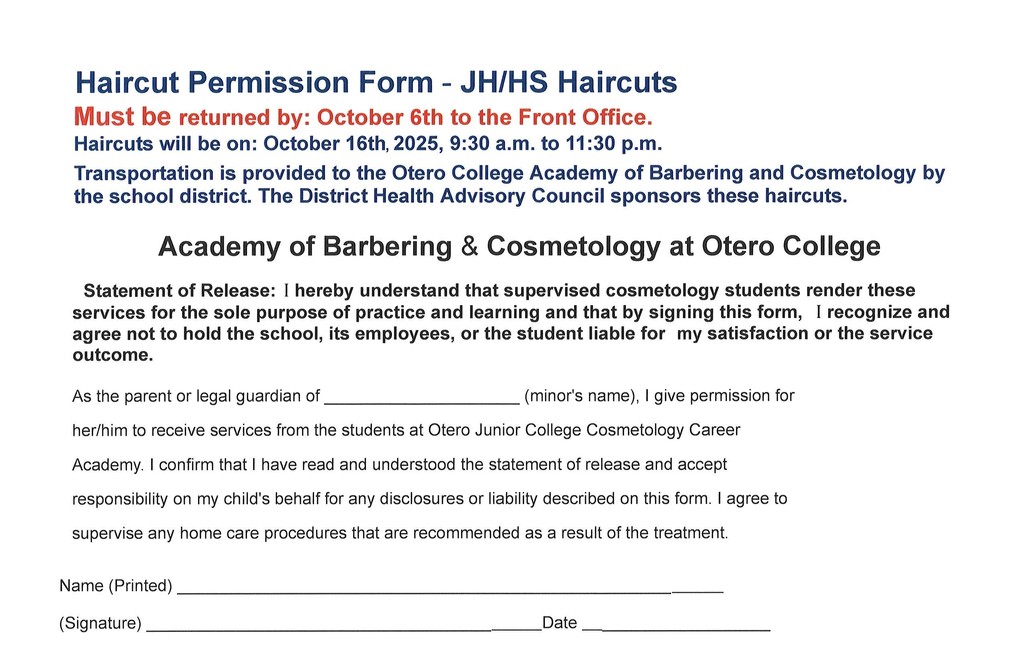 FREE haircut permission form