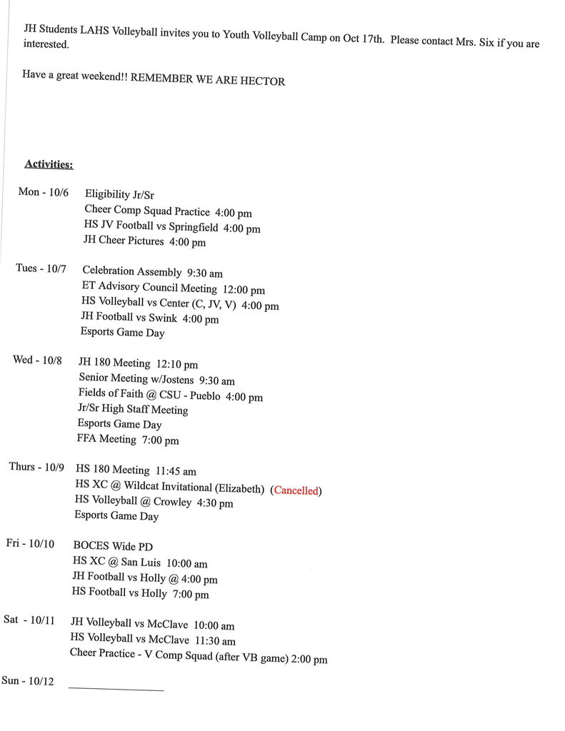 JH/HS announcements 