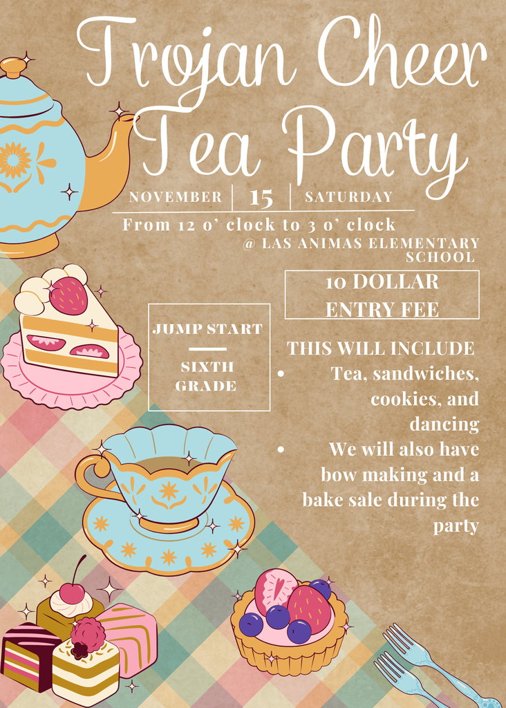 Trojan Cheer Tea Party flyer