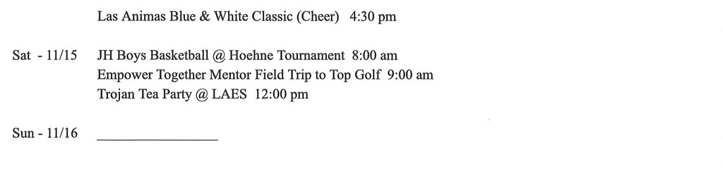 JH/HS Announcements for 11/10: 