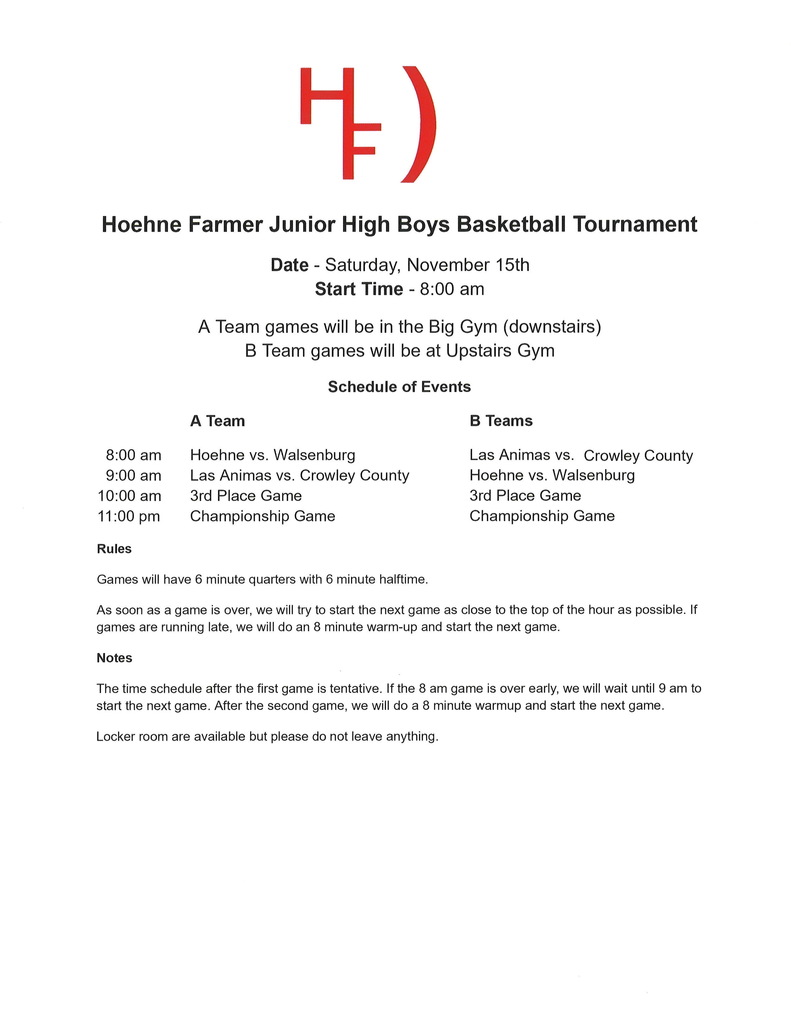JH Basketball tourney info 