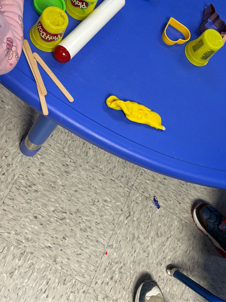 Mixed aged daycare play doh projects