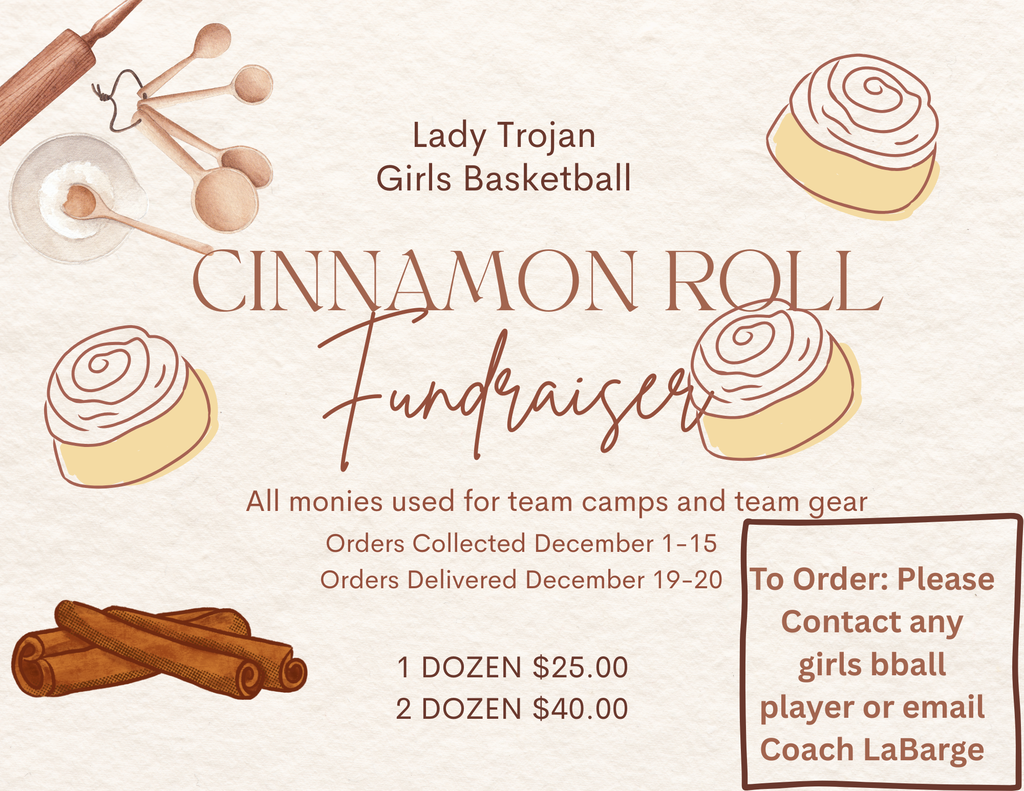Girls BB fundraiser flyer for cinnamon rolls