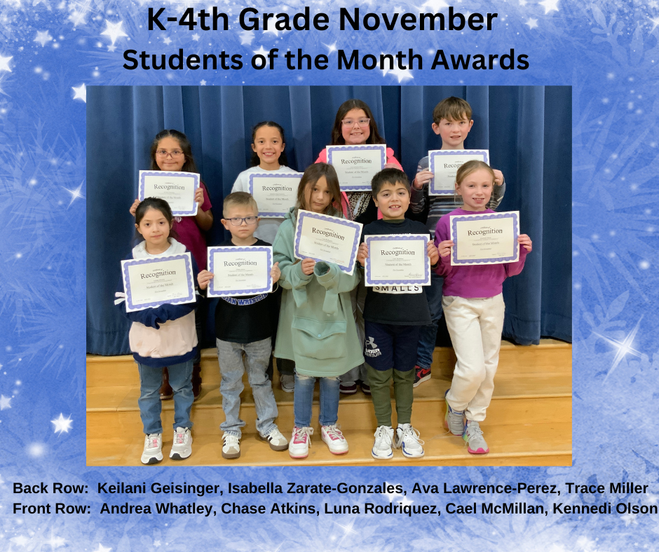k-4 students of the month