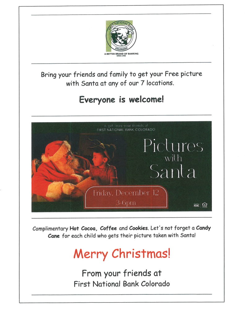 FREE pics with Santa at the bank