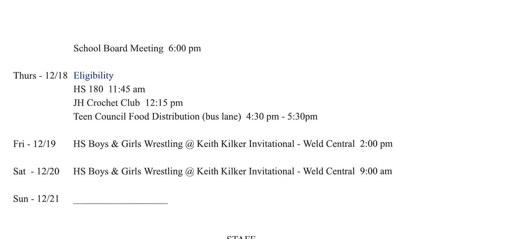 12/15 Announcements for JH/HS 