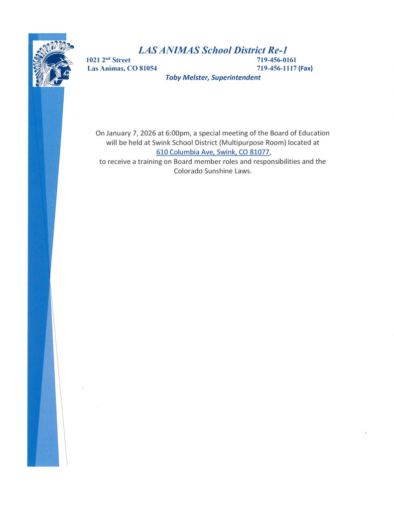 special board meeting notice