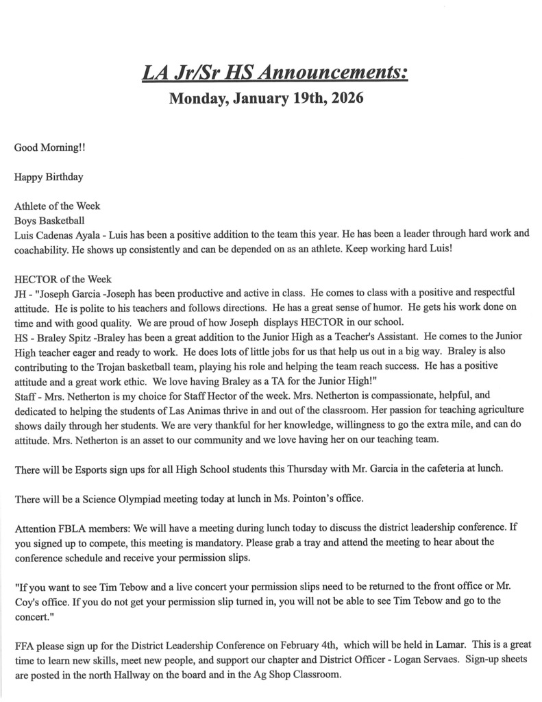 JH/HS announcements 